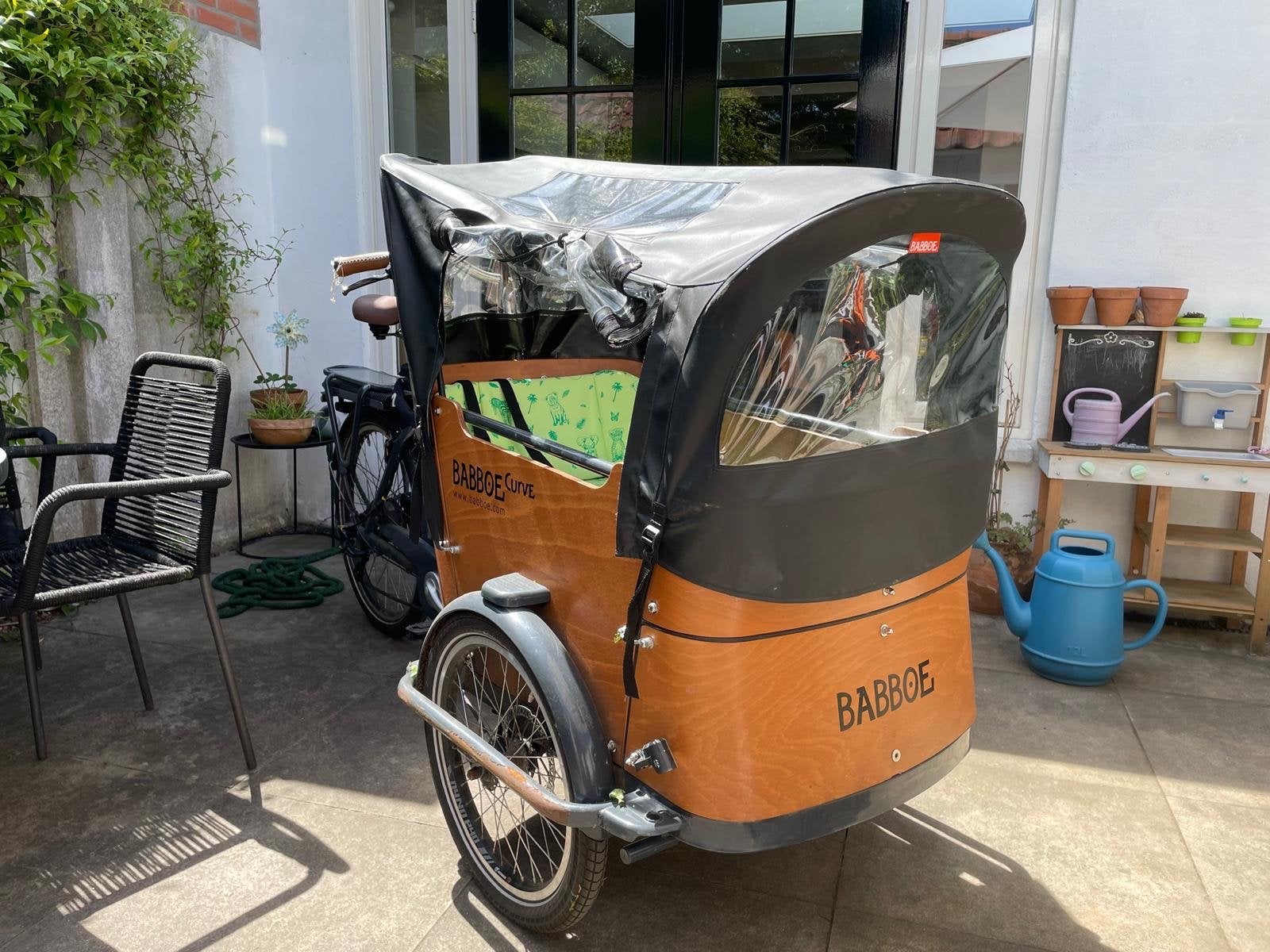 Babboe Curve-E elektrische bakfiets met regenhuif, Gebruikt, 3 kinderen, Elektrisch, Schijfrem