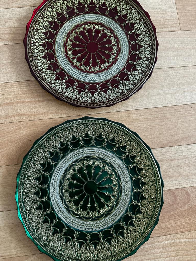 Decoratieve Schalen Set - Rood & Groen met Goudkleurig, Huis en Inrichting, Woonaccessoires | Schalen en Manden, Ophalen, Overige materialen