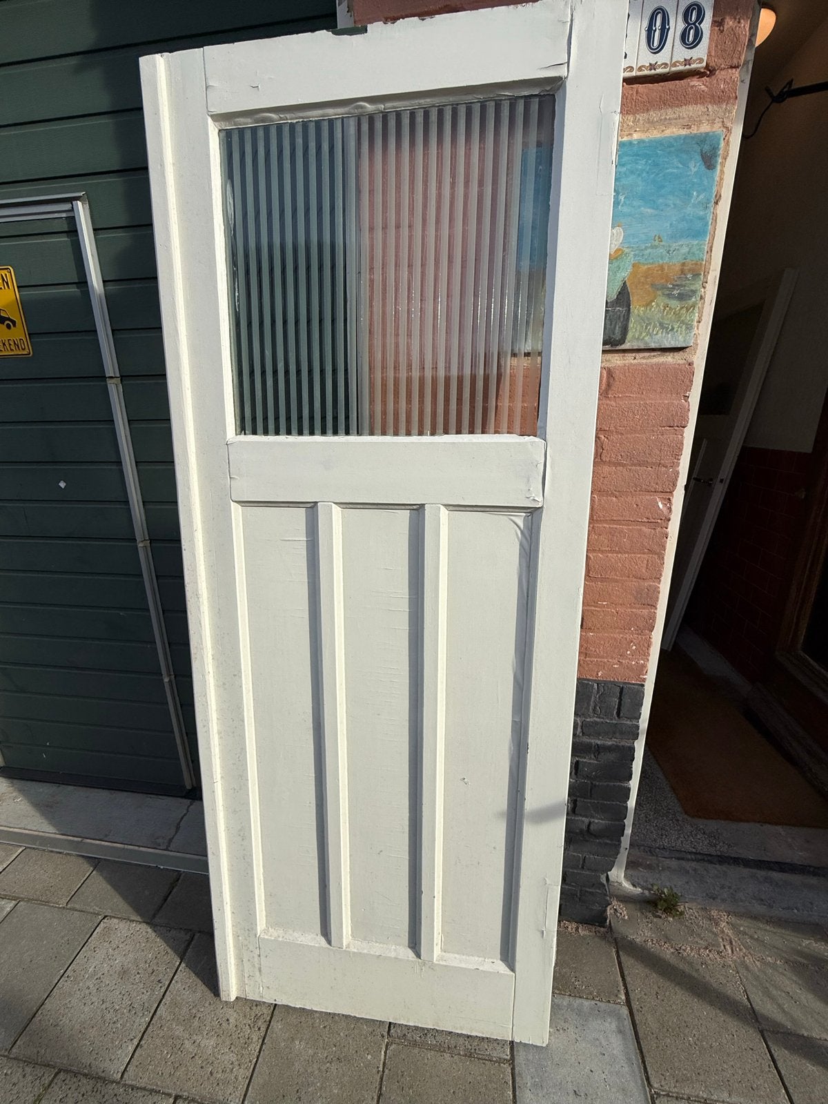 Gebruikte houten binnendeur met glas, 211x82 cm, Ophalen, Gebruikt, 80 tot 100 cm, Binnendeur