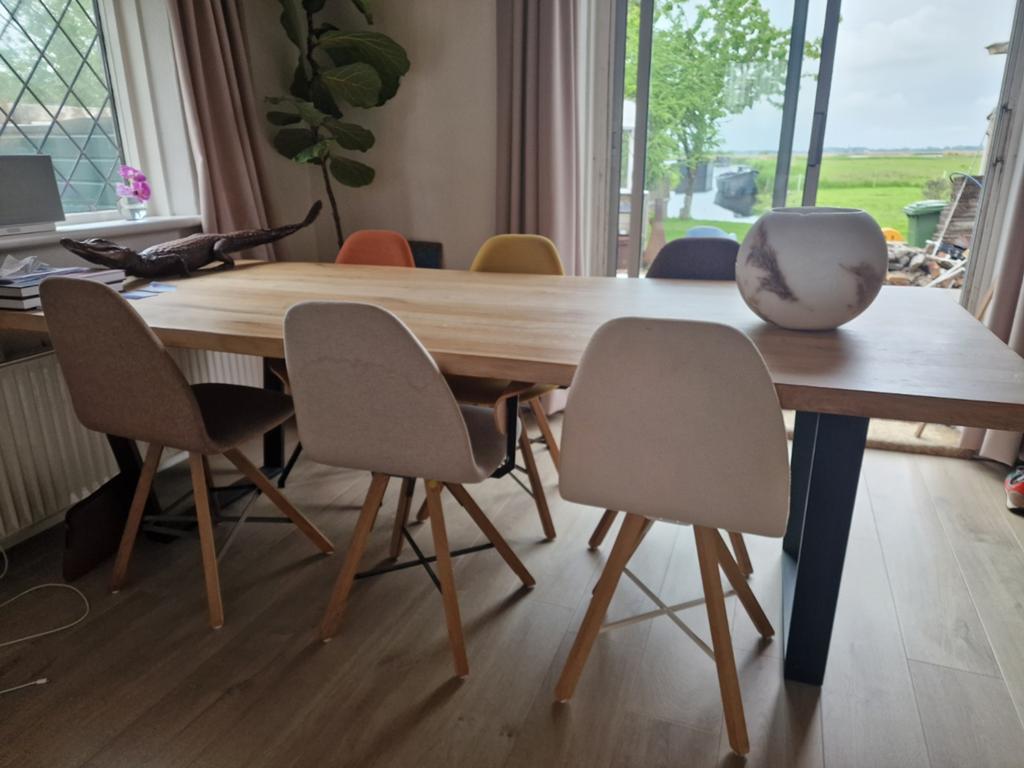 Echte Spoinq boomstamtafel, Gebruikt, 100 tot 150 cm, Ophalen of Verzenden, Vijf personen of meer