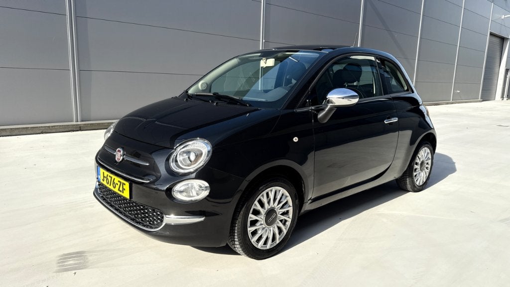 Fiat 500 1.2 2017 Zwart, Auto's, Voorwielaandrijving, Dealer onderhouden, Stof, 4 cilinders