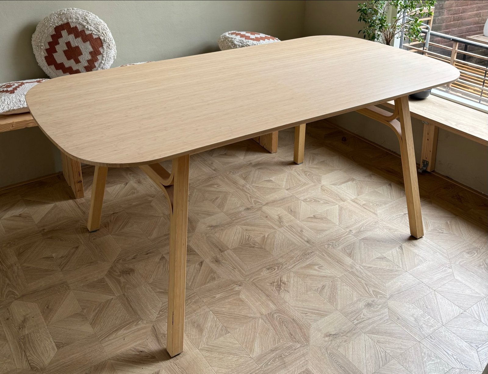 IKEA VOXLÖV Eettafel - Licht Bamboe, 180x90 cm, Ophalen, 50 tot 100 cm, Zo goed als nieuw, 150 tot 200 cm