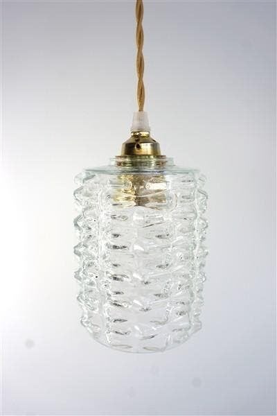 Vintage lampenkapje helder glas, Huis en Inrichting, Lampen | Lampenkappen, Rond, Ophalen of Verzenden, Zo goed als nieuw, Nvt