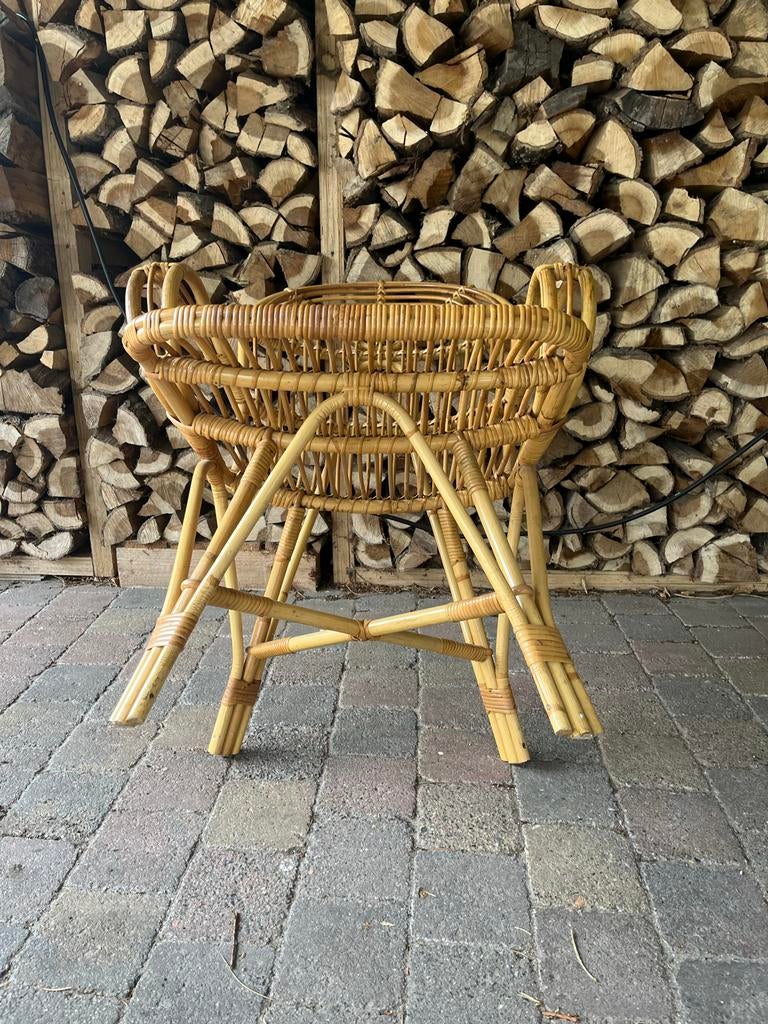 Vintage rotan stoel - Bamboe fauteuil, Ophalen, Zo goed als nieuw
