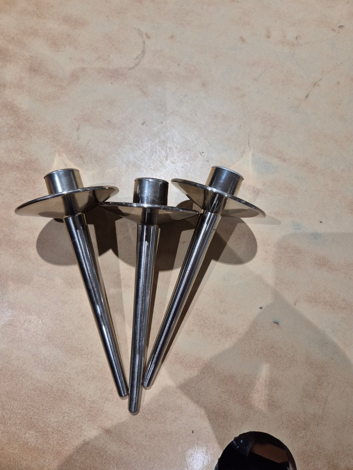 3x vintage kandelaar met staak, Overige materialen, Onbekend, Ophalen of Verzenden, Onbekend