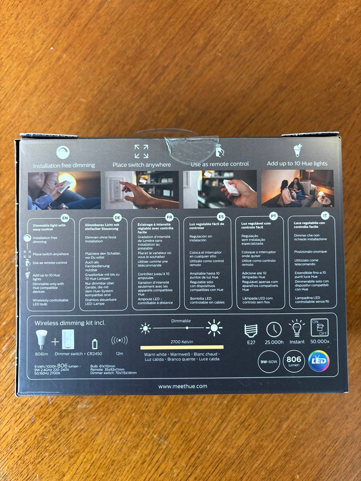 Philips Hue White Draadloze Dimkit E27 - Nieuw in doos, Wit, Nieuw, Philips Hue, Dimbaar