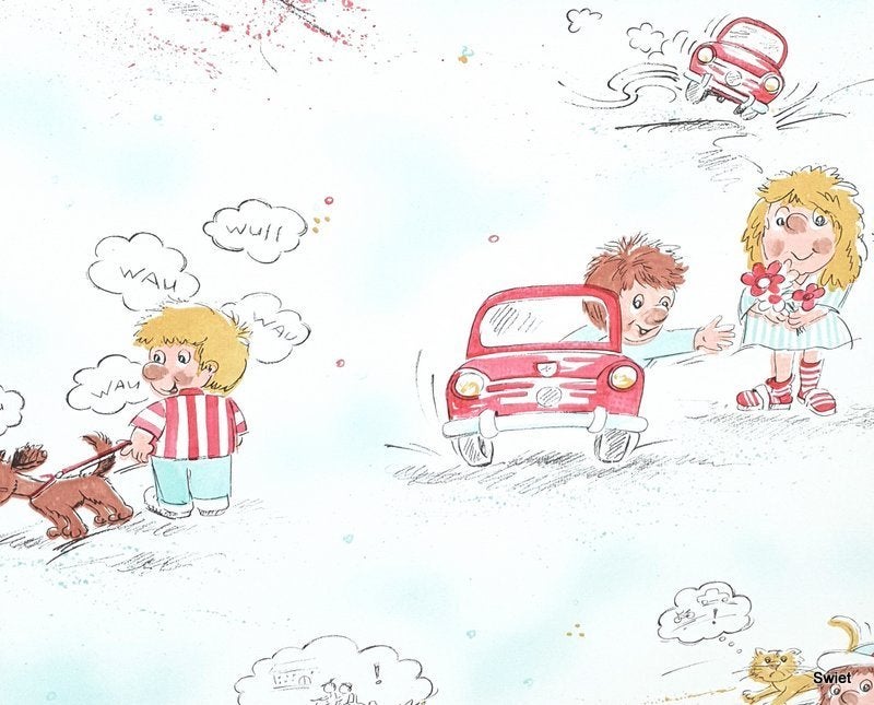12825 Kinderbehang met spelende kids van Eurofashion swiet, Ophalen of Verzenden, Geel