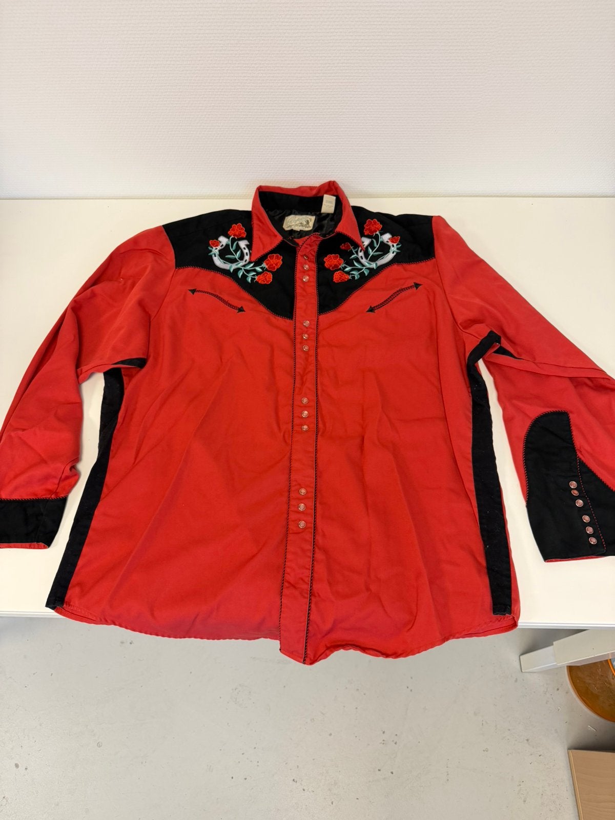 Roper Vintage Western Cowboy Overhemd 2XL XXL Rood Zwart, P, P, Ophalen of Verzenden, Zo goed als nieuw