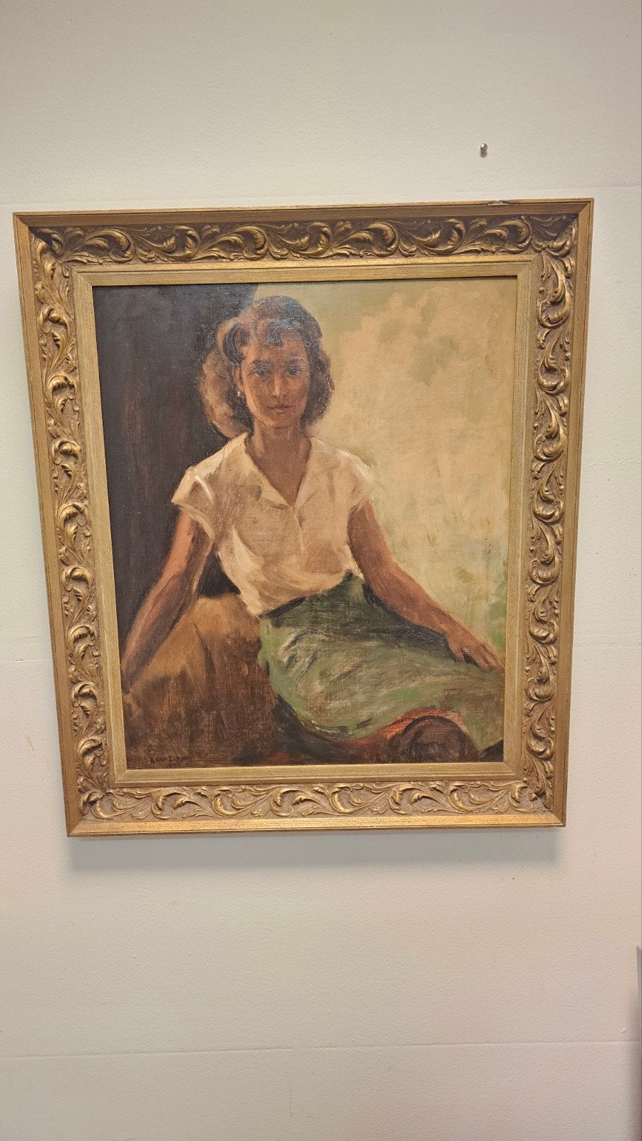 Groot vrouwenportret door R. Van Damme, gerestaureerd 1994, Antiek en Kunst, Kunst | Schilderijen | Klassiek, Ophalen