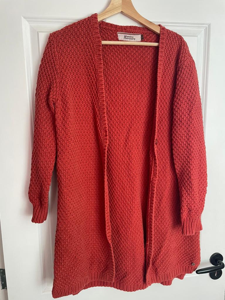 4ff 4funkyflavours lang warm rood vest maat L, Ophalen of Verzenden, Zo goed als nieuw, Maat 38/40 (M), Rood
