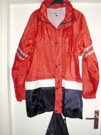 Regenjas mt.L Penn NIEUW rood/wit/blauw met capuchon, Ophalen of Verzenden, Nieuw, Regenjas, Heren
