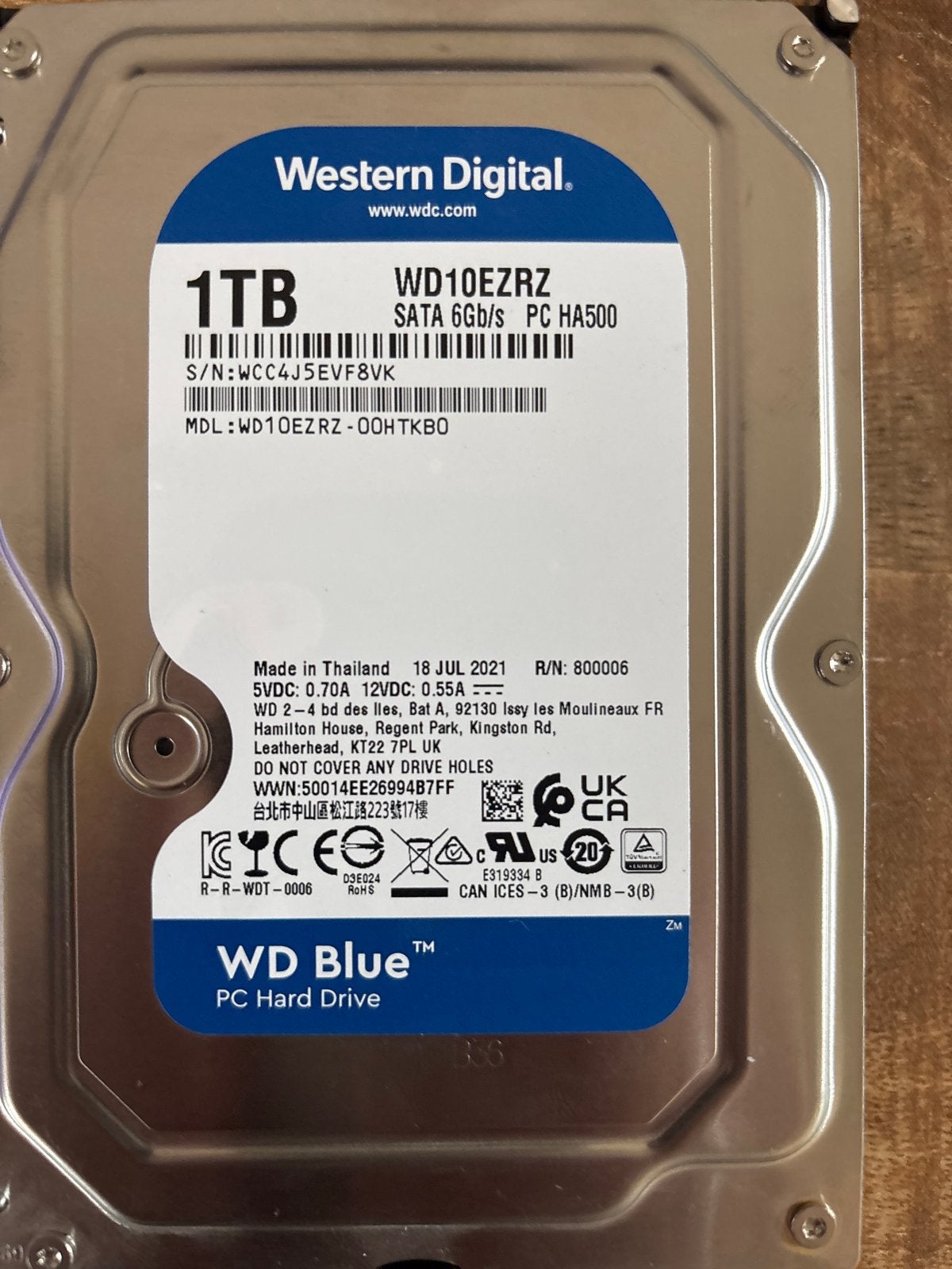 Western Digital WD Blue 1TB SATA Harde Schijf (WD10EZRZ), Computers en Software, Harde schijven, Intern, Ophalen of Verzenden