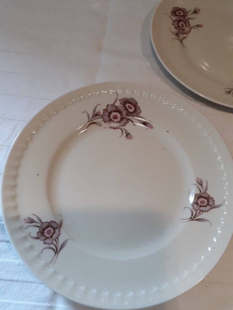 Antiek MOSA ontbijtborden met lilaroze bloemen *eureka*, Ophalen of Verzenden