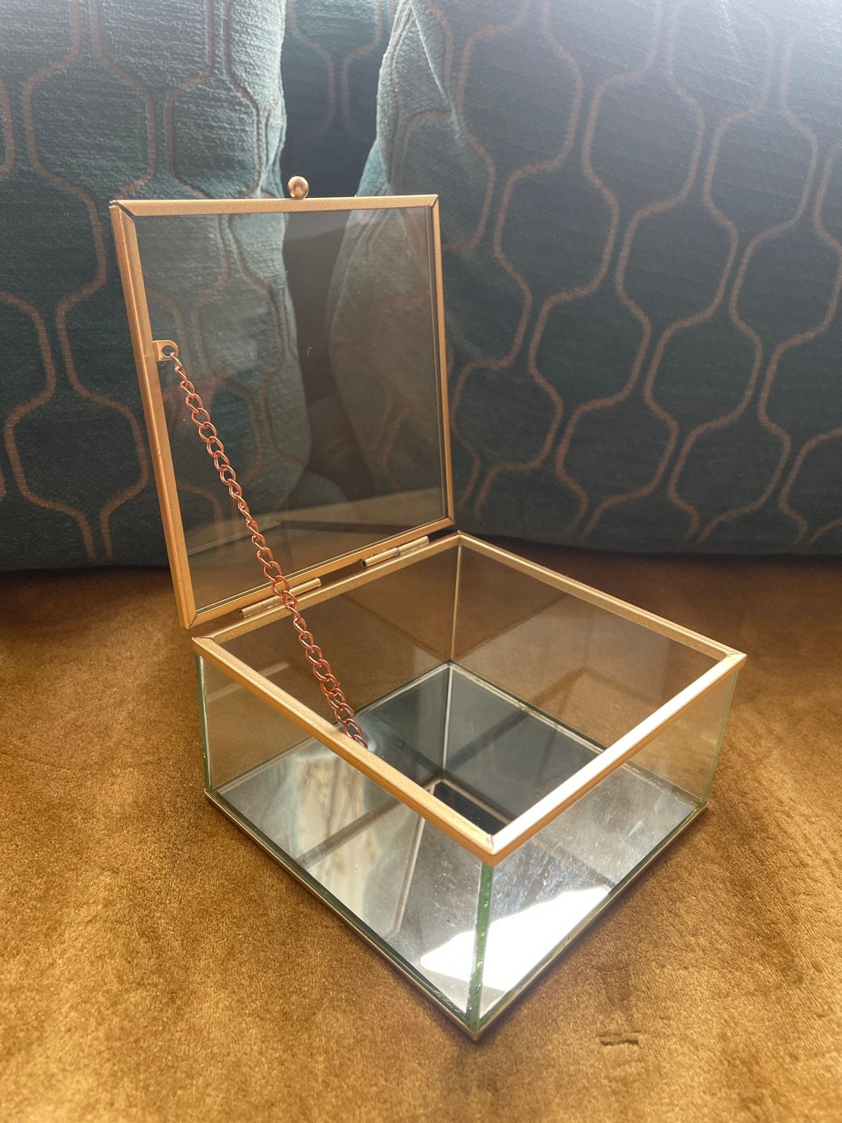 Mooi glazen sieraden doosje met gouden rand, Ophalen of Verzenden, Nieuw