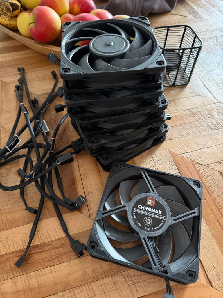 Noctua NF-A12x25 PWM chromax.black.swap ventilatoren, Ophalen of Verzenden, Gebruikt, Luchtkoeling