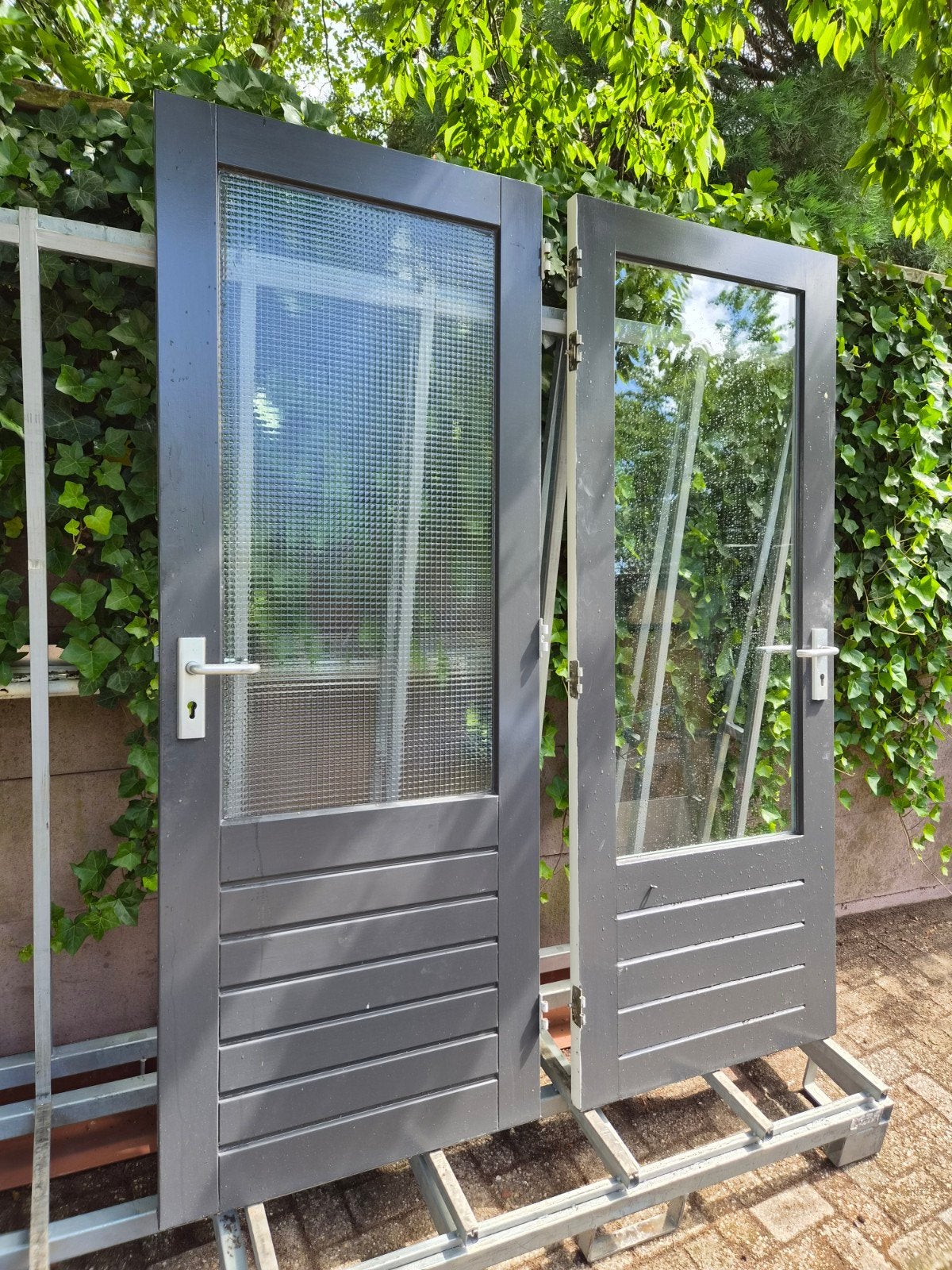 Hardhouten deuren, Doe-het-zelf en Verbouw, Deuren en Horren, Ophalen, Glas, Buitendeur, 200 tot 215 cm