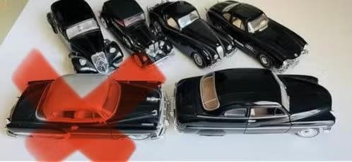 4 oldtimers schaalmodel auto1:24, Ophalen of Verzenden, Zo goed als nieuw, Auto, Overige merken