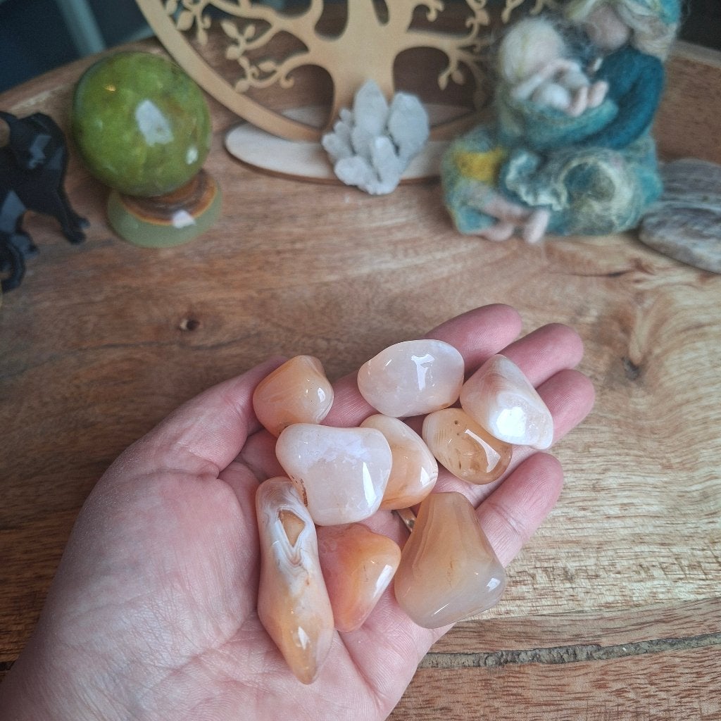 7x Abrikoos agaat, Ophalen of Verzenden, Mineraal