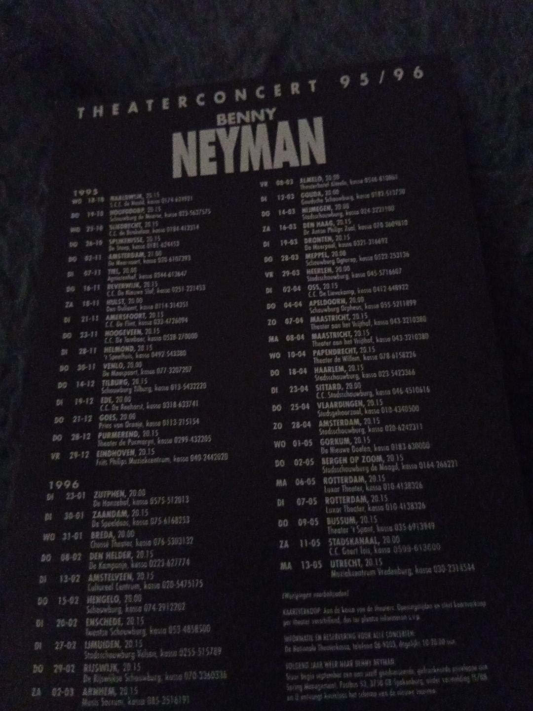 Gesigneerde foto Benny Neyman + Theaterconcert 95/96, Ophalen of Verzenden, Gebruikt, Foto of Kaart, Gesigneerd