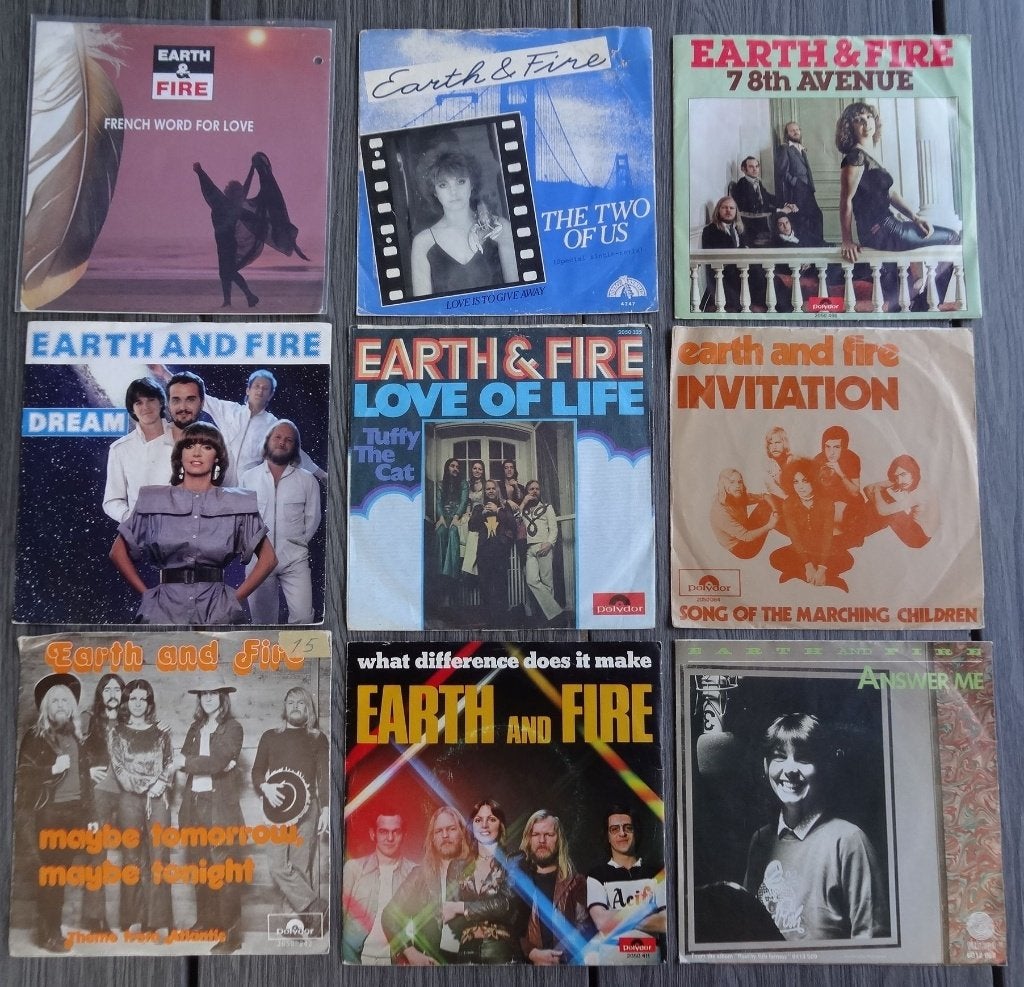 9x singles EARTH & FIRE met Jerney Kaagman, Cd's en Dvd's, Gebruikt, 7 inch, Ophalen of Verzenden, Pop
