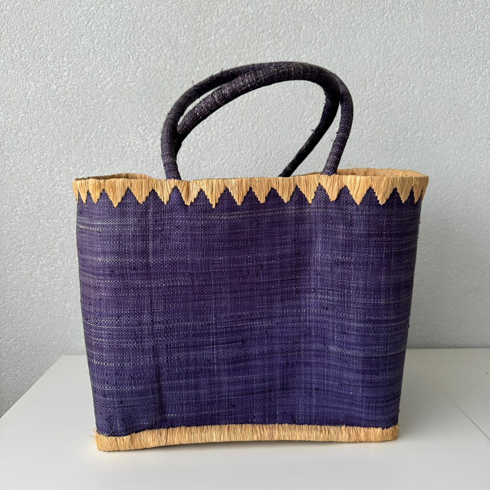 Raffia tas donkerblauw 35 cm, Verzenden, Zo goed als nieuw, Blauw, Overige typen