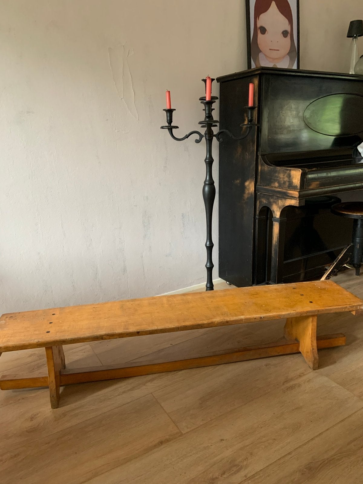 Vintage houten bankje, Ophalen