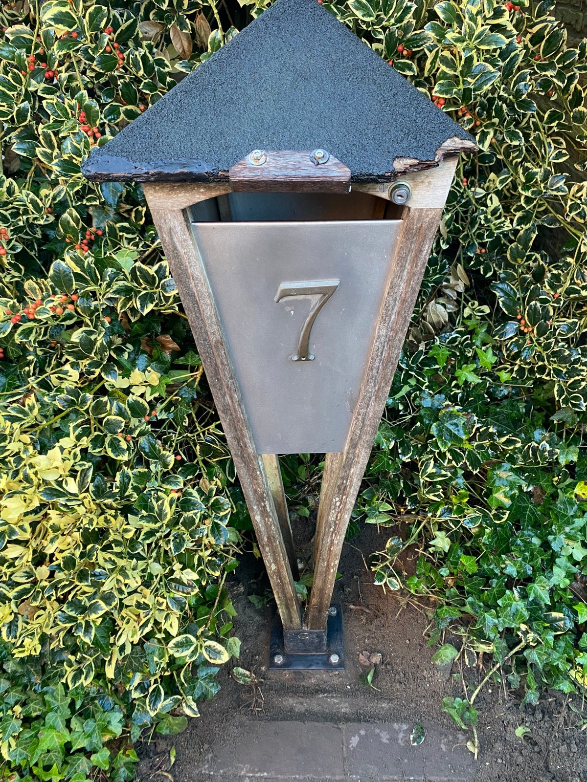 Hardhouten brievenbus, Ophalen, Gebruikt, Hout