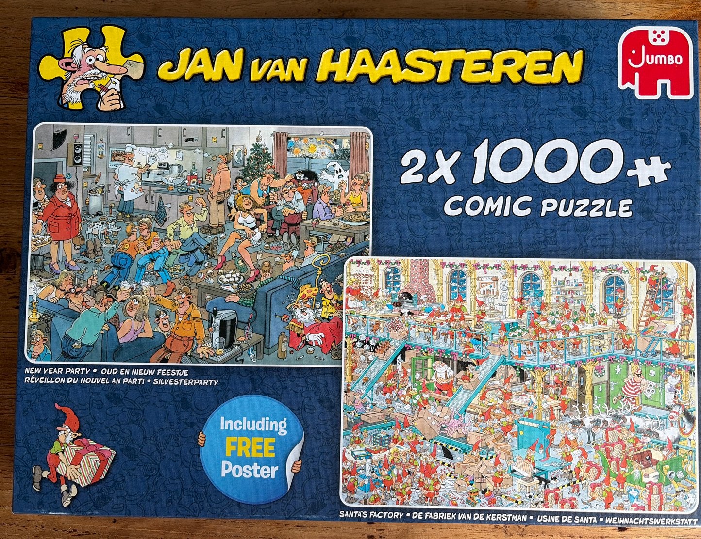 Jan van Haasteren Puzzel 2x1000 stukjes - Nieuwjaar & Fabrie, Ophalen of Verzenden, 500 t/m 1500 stukjes, Gebruikt, Legpuzzel