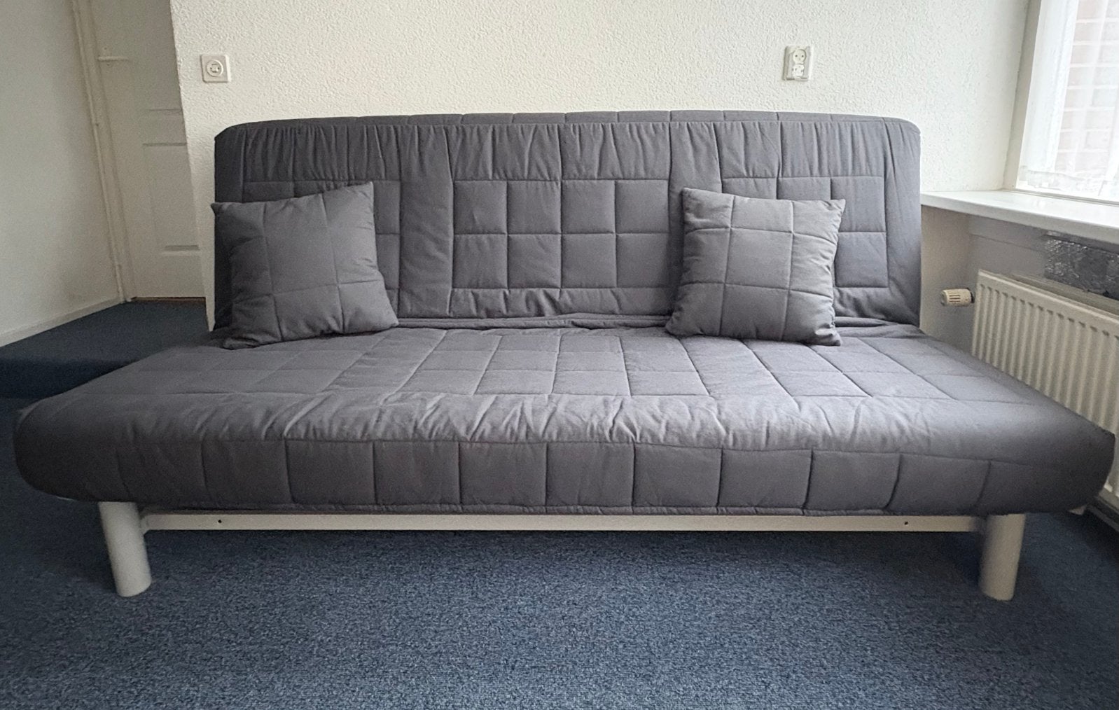 IKEA slaapbank 2-persoons 140x200cm grijs, Ophalen, Tweepersoons, 140 cm, Zo goed als nieuw