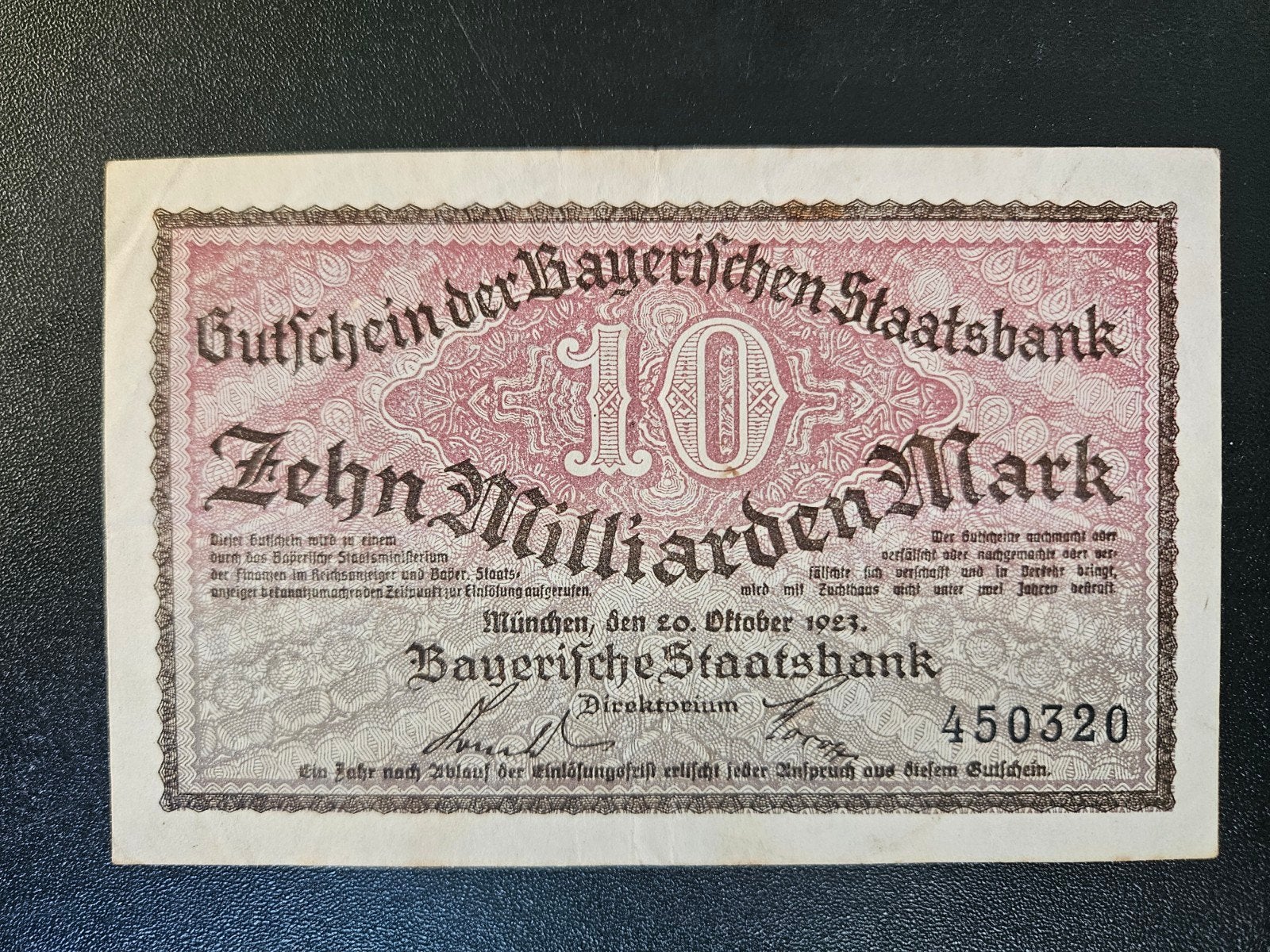 Duitsland Beierse Staatsbank pick N341980 1923 10 mld., Postzegels en Munten, Bankbiljetten | Europa | Niet-Eurobiljetten, Ophalen of Verzenden