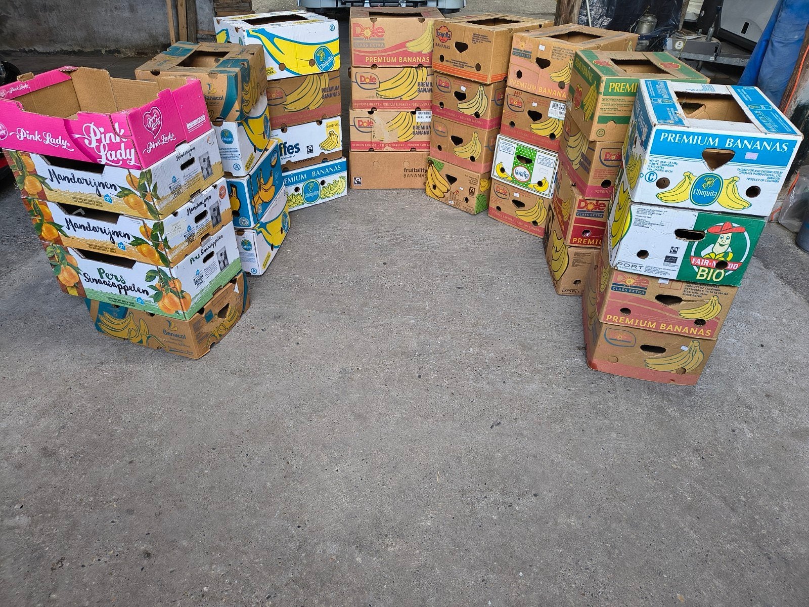 partij verhuisdozen bananendozen met deksel 29 stuks en 4, Ophalen, Doos, 40 tot 60 cm, 50 tot 75 cm
