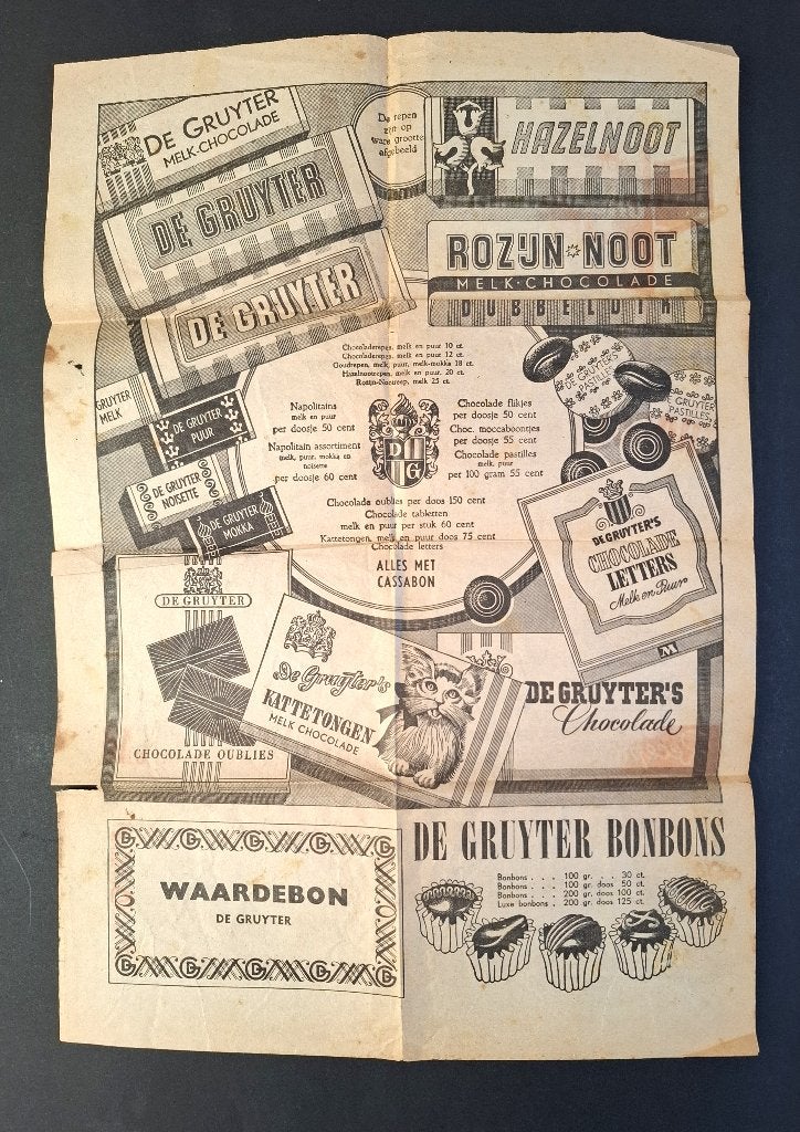 wanddecoratie: bBrocante advertentie De Gruyter uit 1953, Verzenden, 28 cm, Meerkleurig, Papier/karton