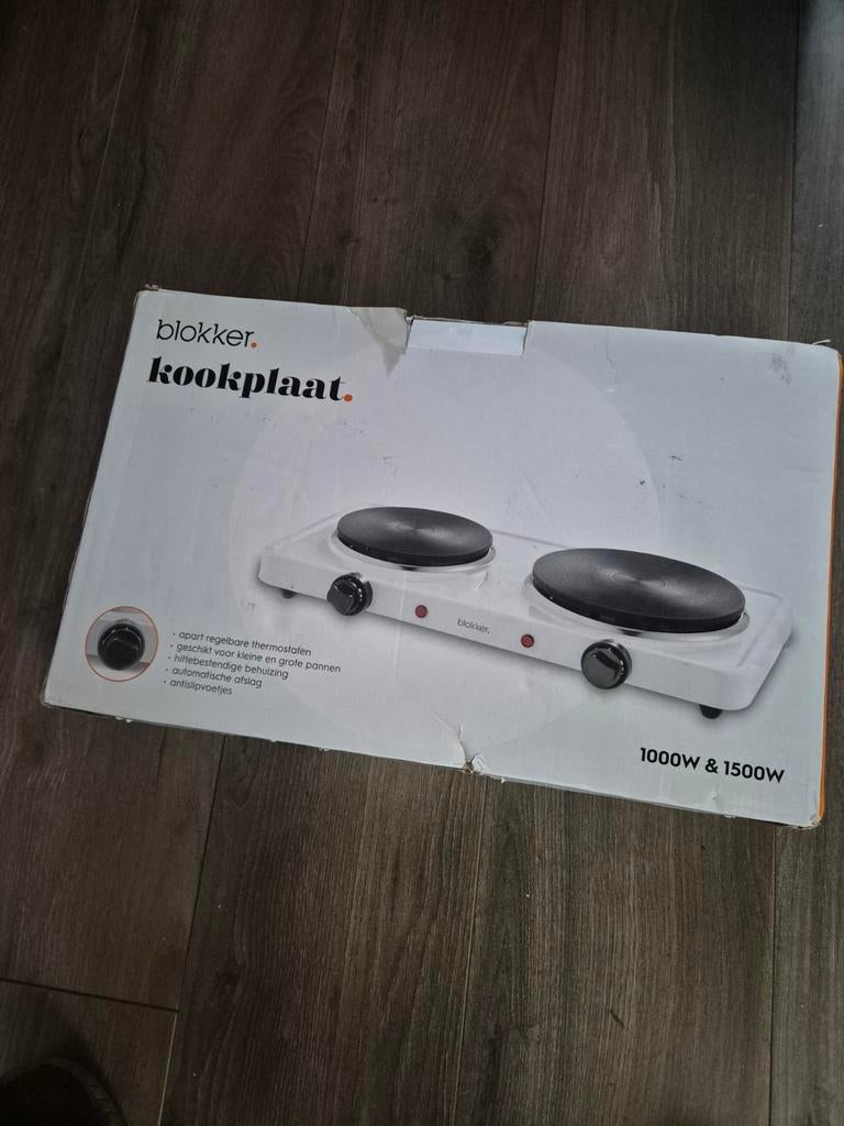 Blokker Kookplaat - Nieuw in Doos - 1000W & 1500W, Ophalen, Nieuw, 3 kookzones of minder, Vrijstaand