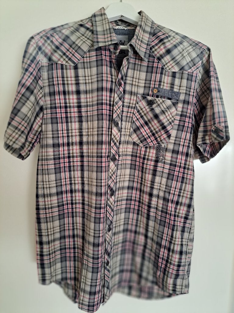PME Legend Bare Metal blouse (korte mouw), ZGAN, geruit, L, Overige kleuren, Ophalen of Verzenden, Zo goed als nieuw, Halswijdte 41/42 (L)