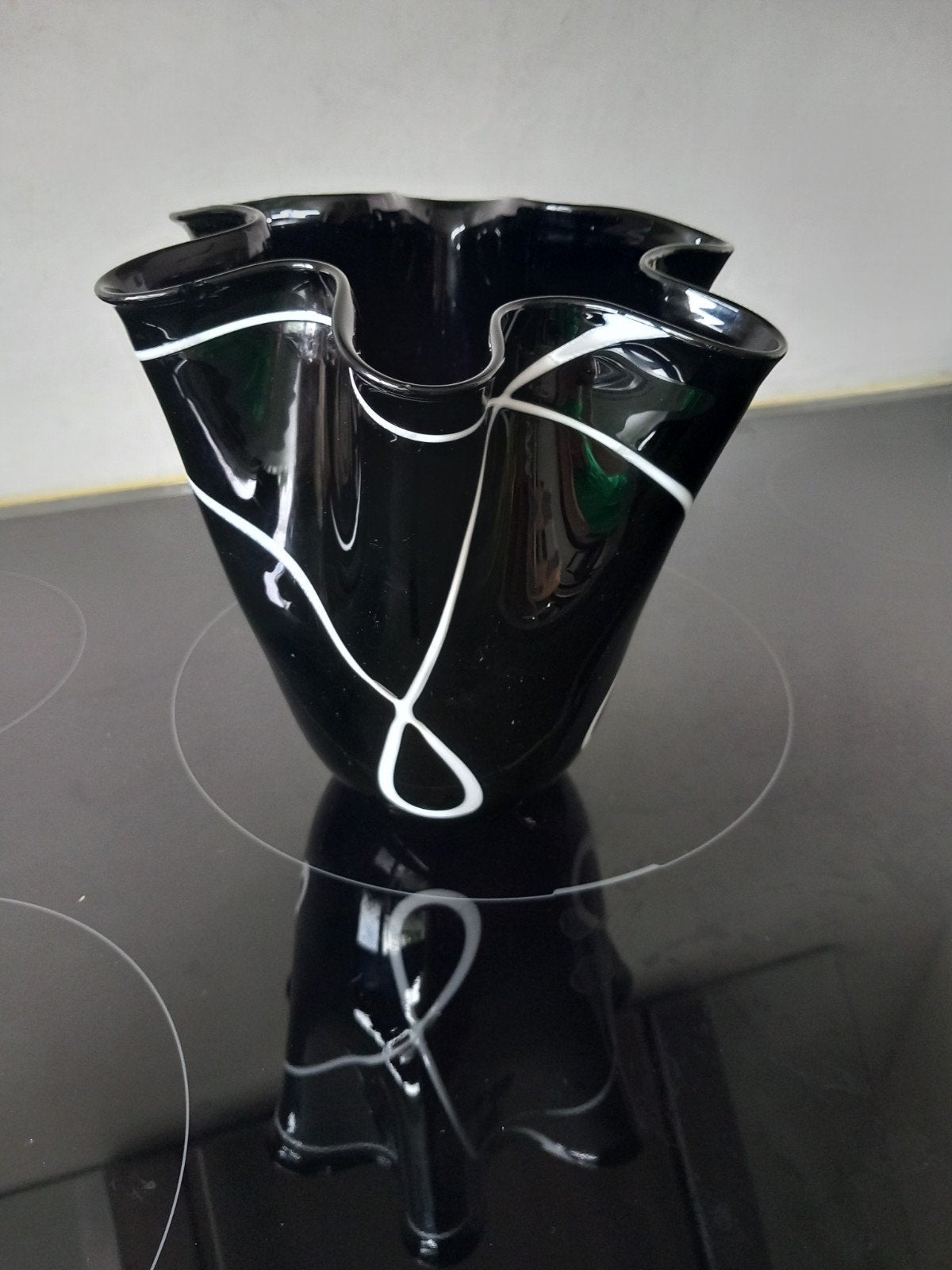 Handgeblazen Murano stijl vaas# Black Amethyst glas, Ophalen of Verzenden