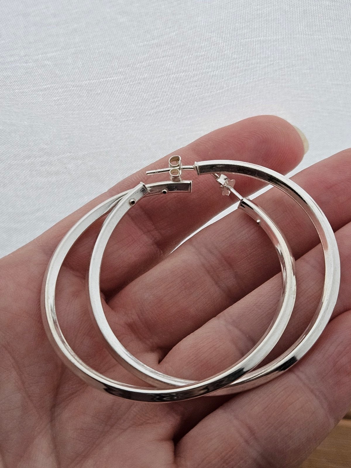 Sterling zilveren hoepeloorbellen, Sieraden, Tassen en Uiterlijk, Hangers, Ophalen of Verzenden, Zo goed als nieuw, Zilver