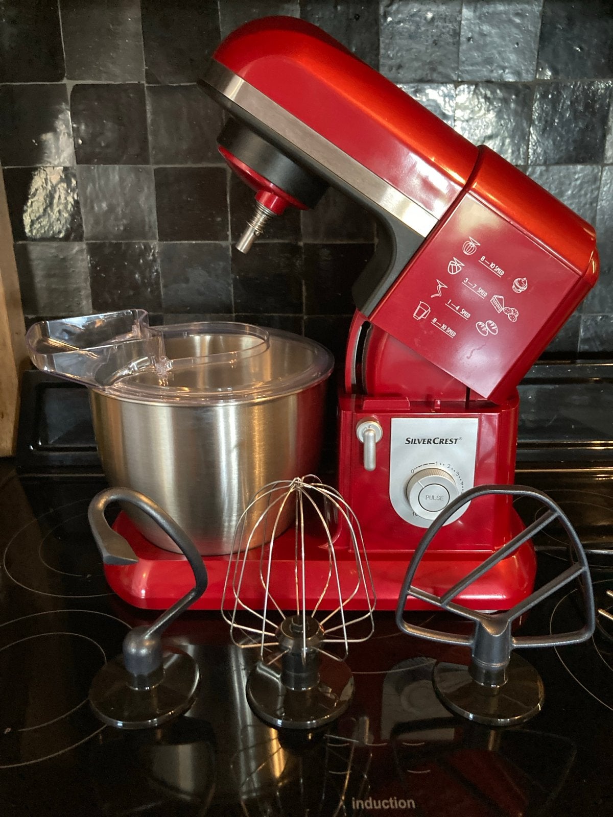 SilverCrest Keukenmachine Rood - Lidl SKMP 1300 B3, 4 liter of meer, Ophalen, Zo goed als nieuw, 3 snelheden of meer