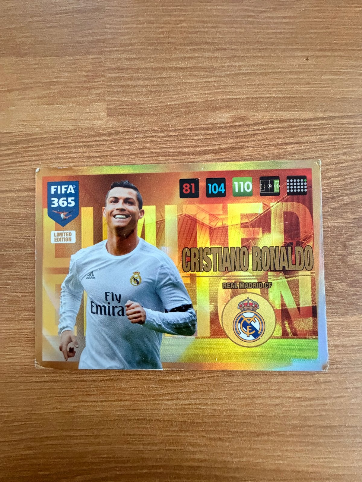Cristiano Ronaldo Limited Edition Panini FIFA 365 Real Madri, Ophalen of Verzenden, Gebruikt, Buitenlandse clubs, Spelerskaart