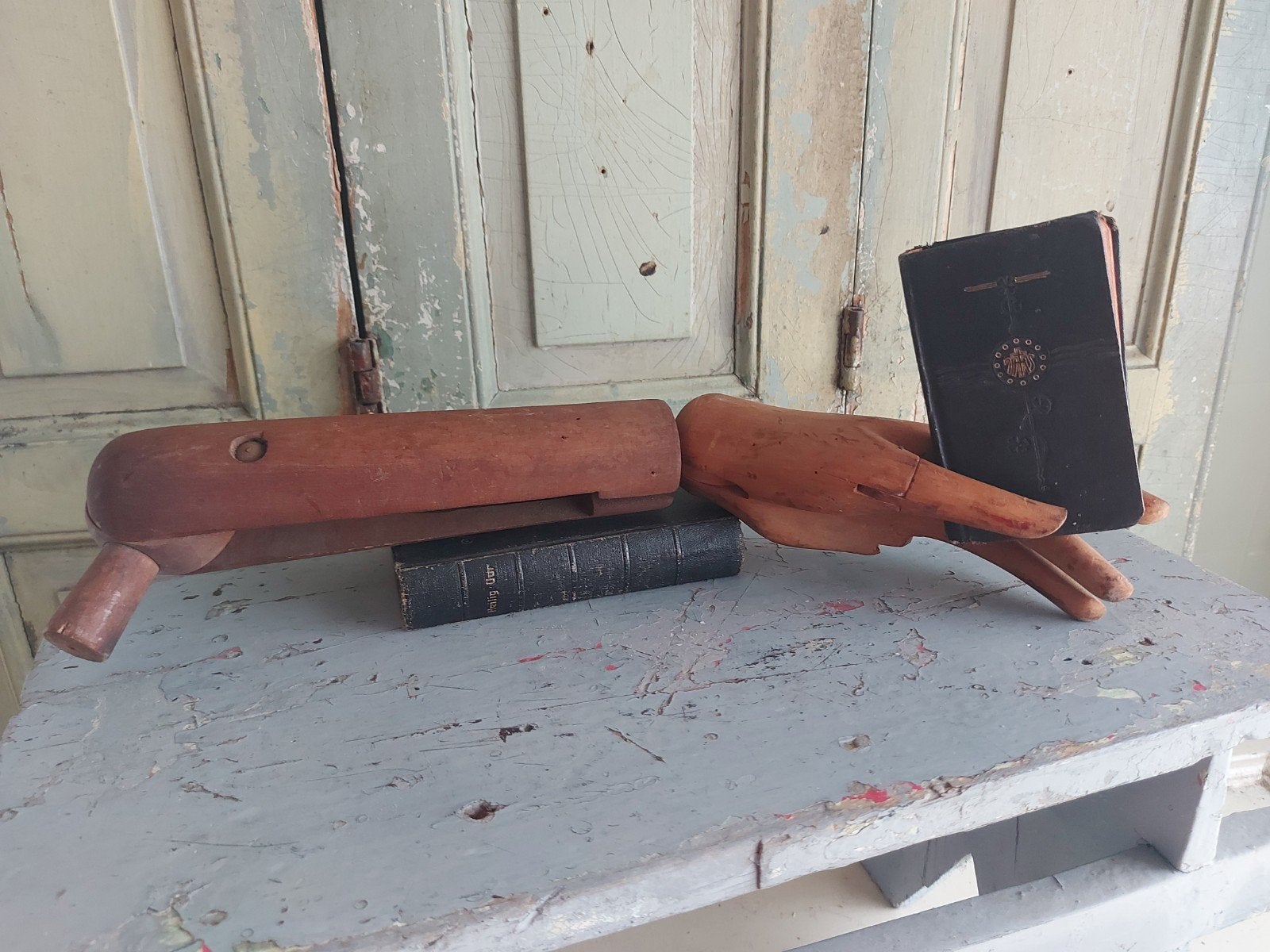 antieke houten mannequin arm met grijphand, Antiek en Kunst, Ophalen of Verzenden