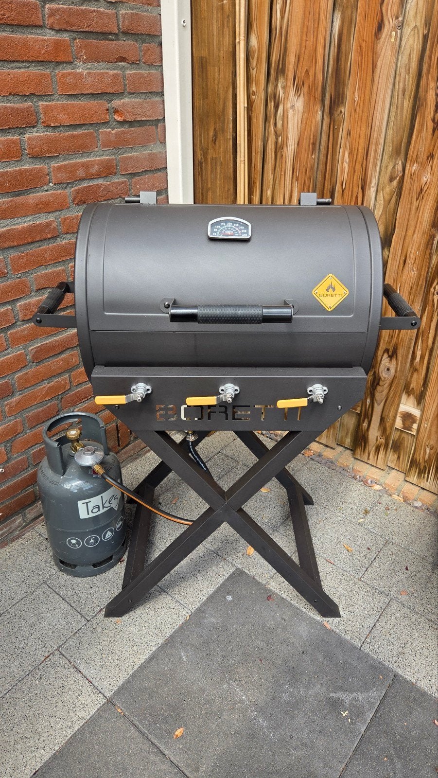 Boretti Addizio gas Barbecue incl. beschermhoes en gasfles, Tuin en Terras, Gasbarbecues, Ophalen, Zo goed als nieuw, Boretti