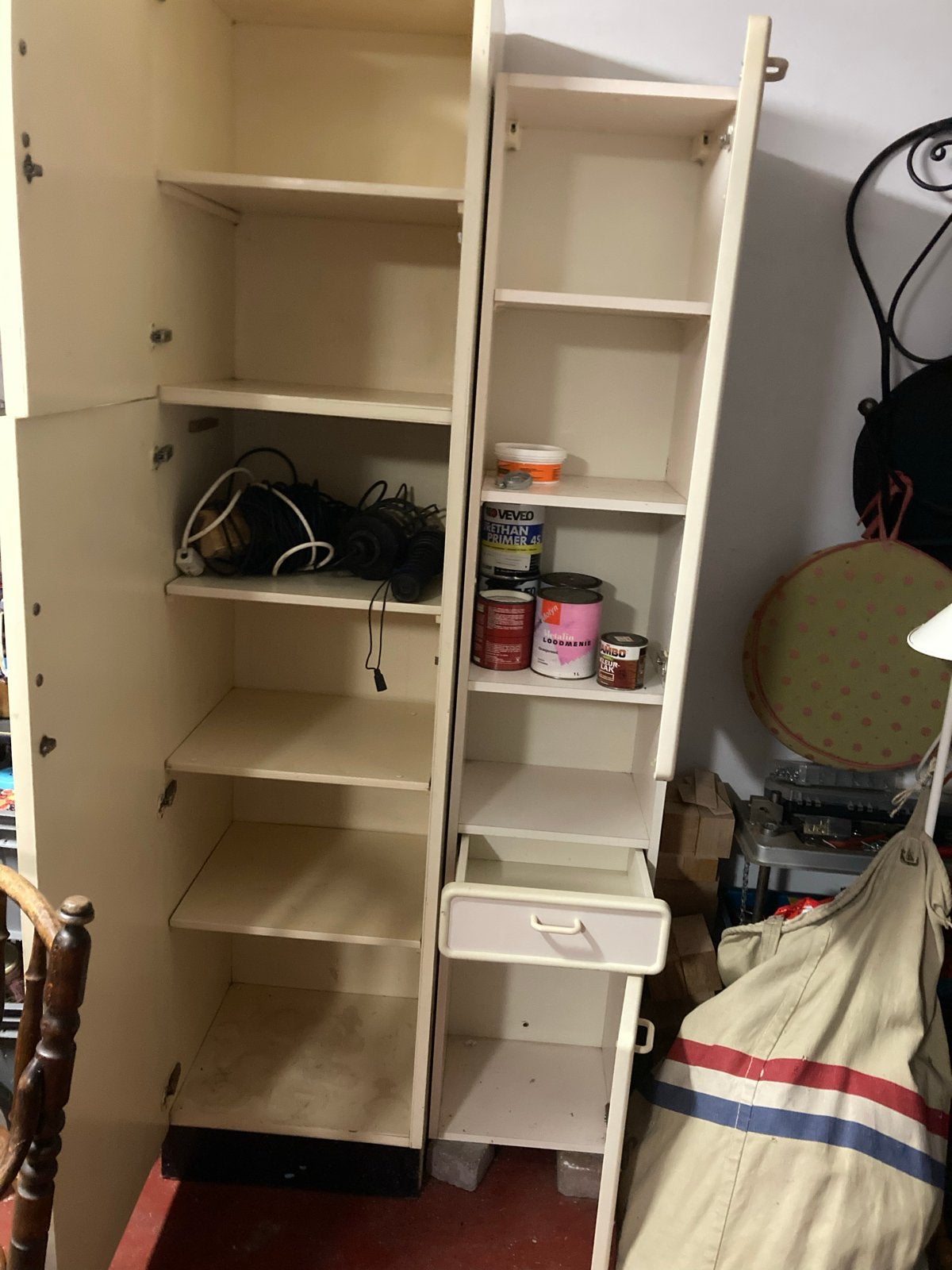 Vintage Crème houten kast en badkamer kast, Huis en Inrichting, Ophalen, Gebruikt