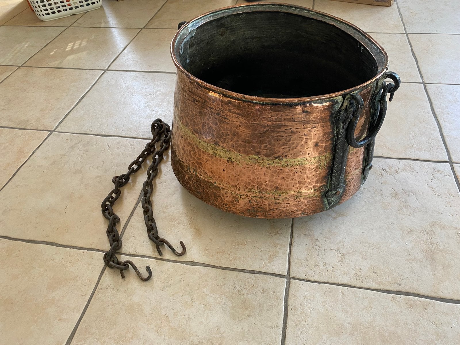 Grote Koperen Heksenketel kan hangen in de haard., Ophalen, Koper