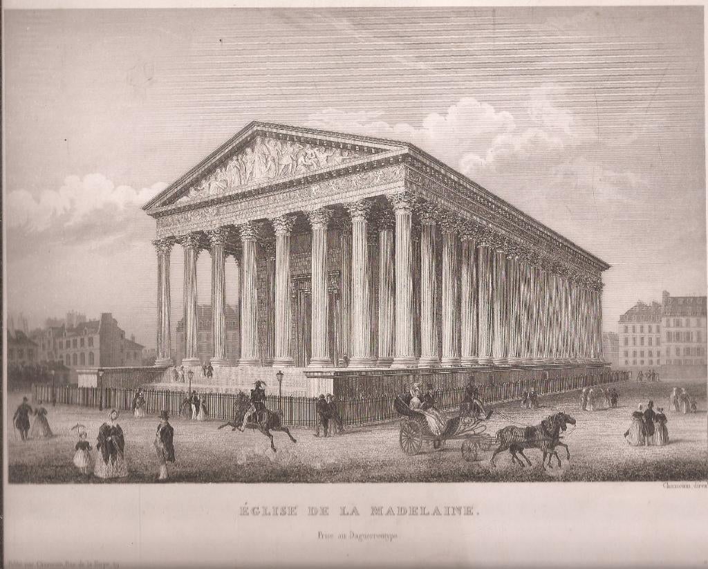 Vues de Paris Église de la Madelaine Prise au Daguerreotype, 1800 - 1899, 23 cm, Architectuur, Ophalen of Verzenden