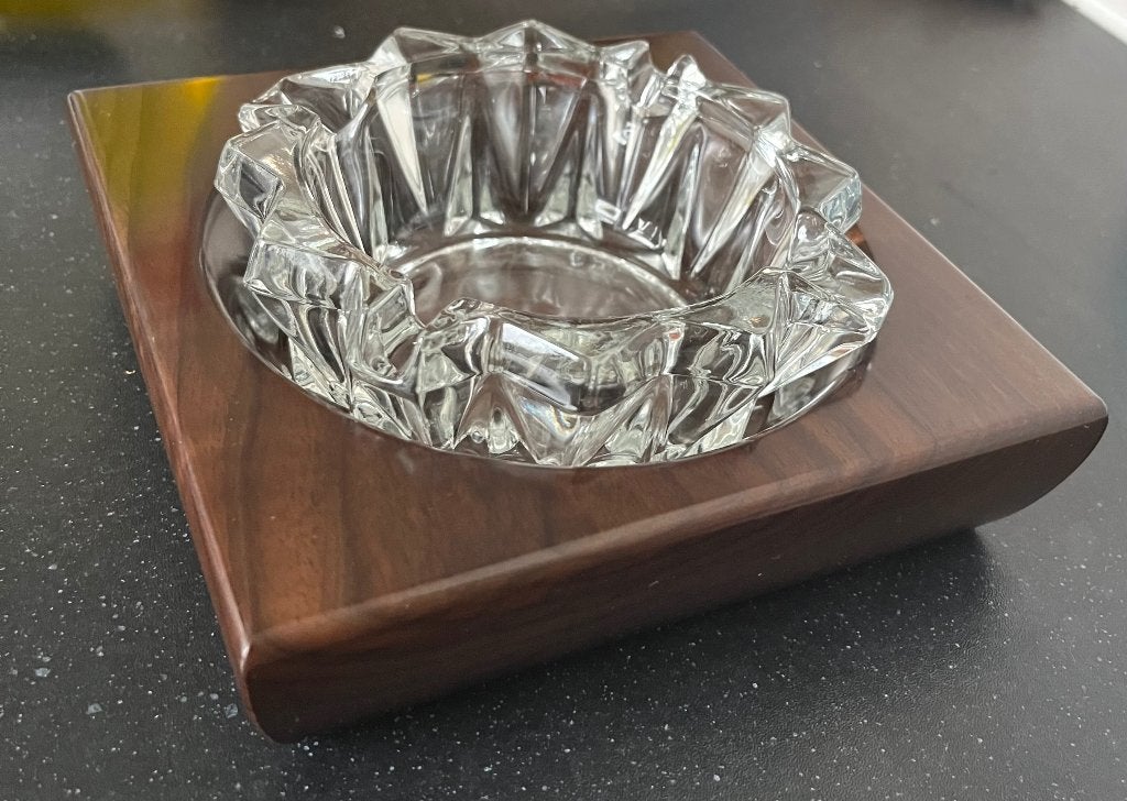 Caldelli for Big Ben, sigaren/pijp asbak van hout en kristal, Ophalen of Verzenden