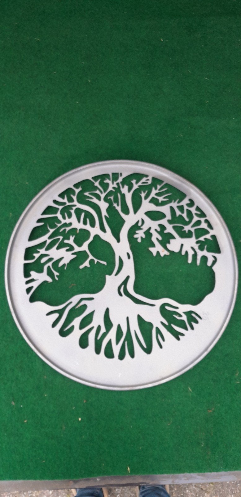 Stalen Levensboom Wanddecoratie - Ø 55cm - Blank Gestraald, Metaal, Nieuw, Ophalen of Verzenden, Wandcirkel