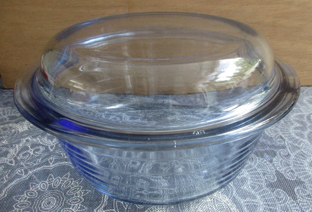 zgan  Pyrex Ovenschaal - Blauw Glas - 2 liter, Ophalen of Verzenden, Zo goed als nieuw, Overige merken, Glas