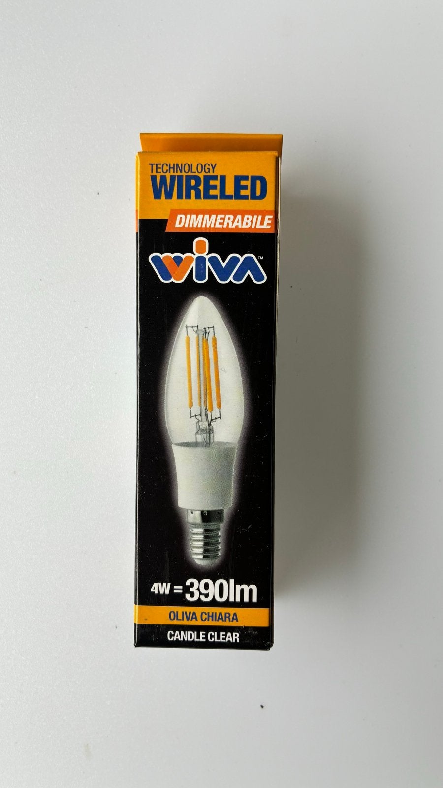 Wiva WireLed Oliva Clear E14 4W 3000K LED Lamp Dimmable, Wit, Overige merken, E14 (klein), Nieuw