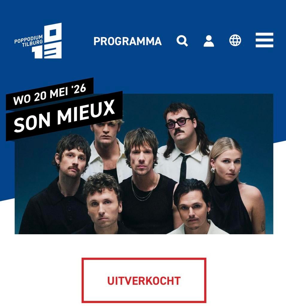 3 kaartjes Son Mieux 20 mei in poppodium 013, Tickets en Kaartjes, Concerten | Pop, Twee personen, Mei