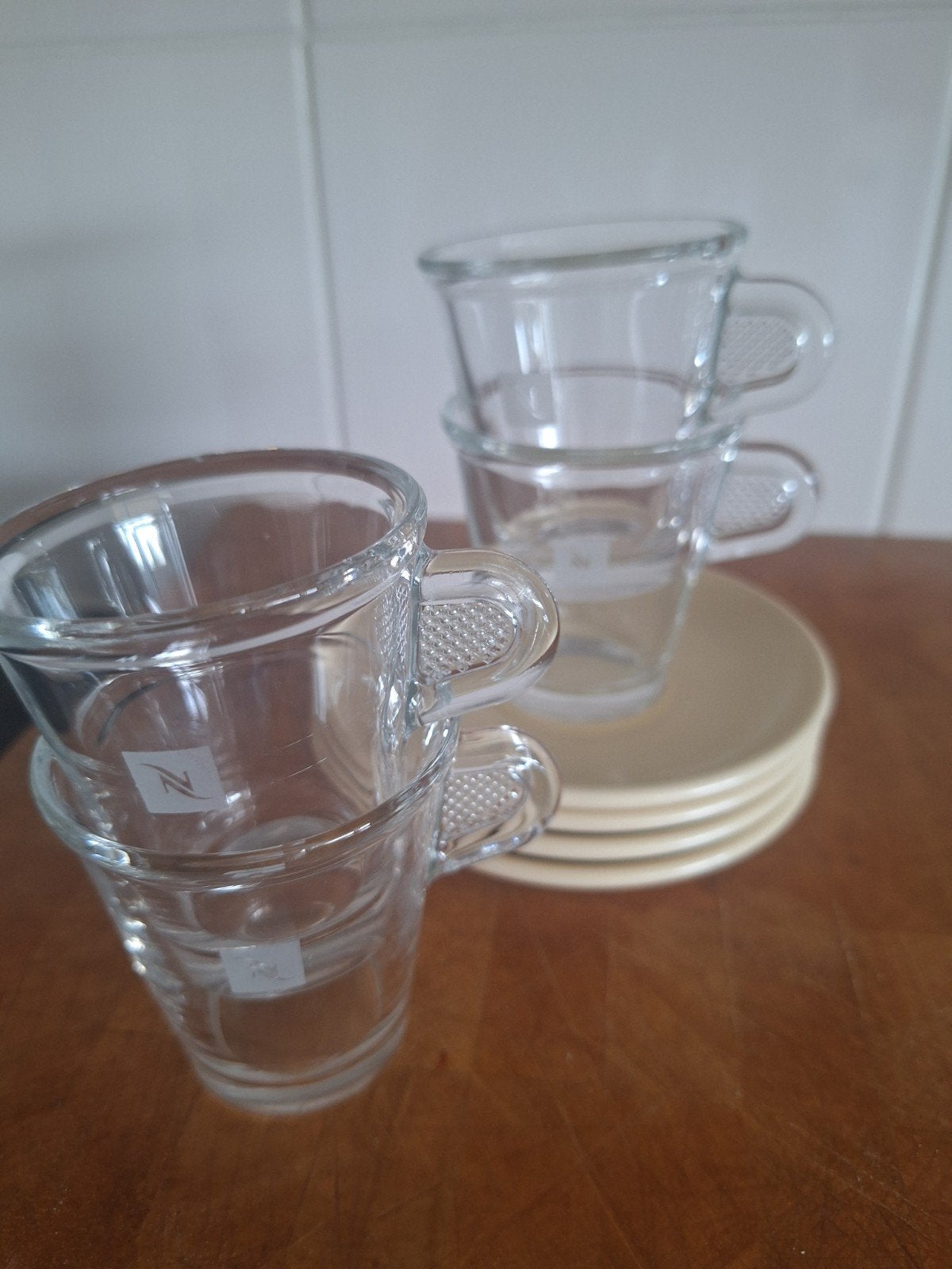 Nespresso glazen kopjes met schotels, Ophalen, Gebruikt, Glas, Overige stijlen