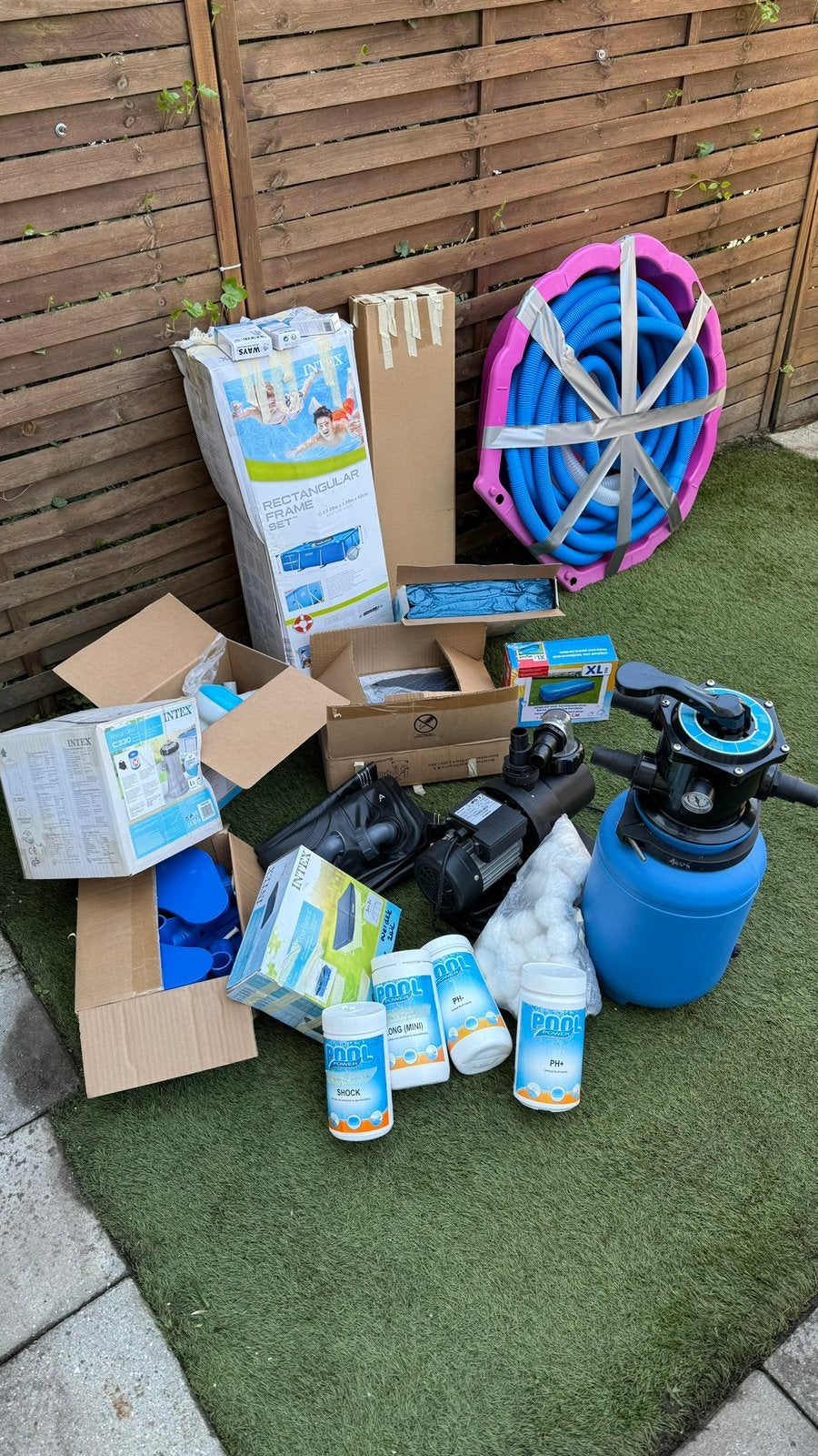 Zwembad plus alle toebehoren 2.20x1.50x60, Tuin en Terras, Zwembad-toebehoren, Ophalen, Zo goed als nieuw